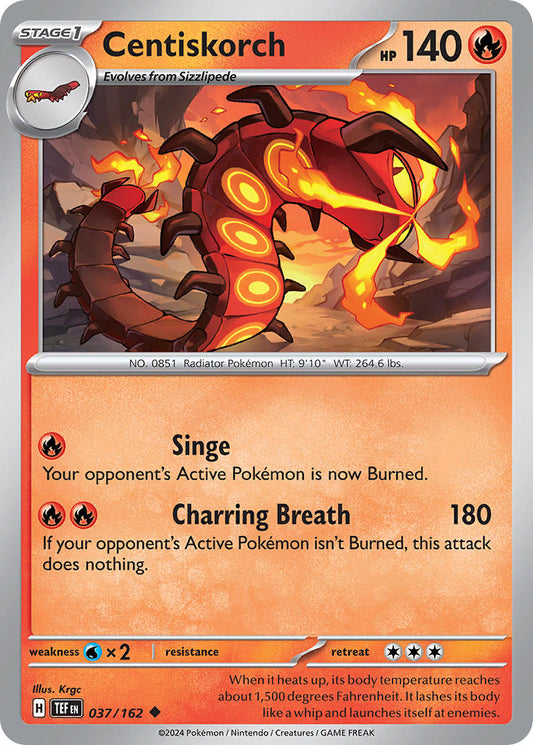 037/162 Centiskorch- SCARLET AND VIOLET: TEMPORAL FORCES - Pokemon Single Card