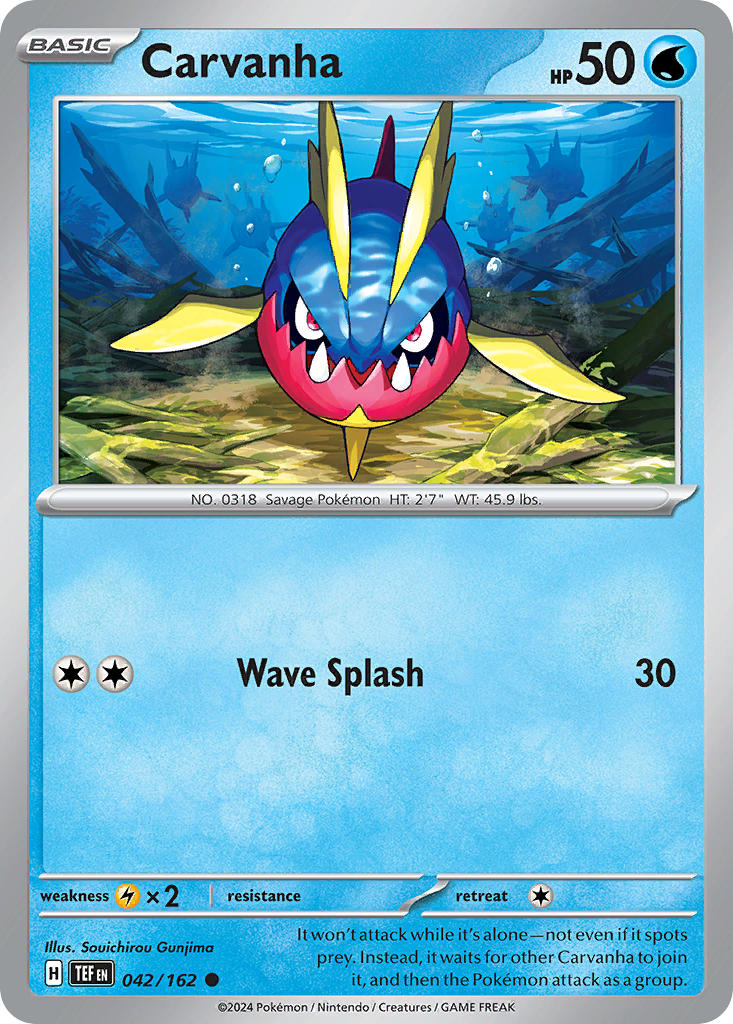 042/162 Carvanha - SCARLET AND VIOLET: TEMPORAL FORCES - Pokemon Single Card