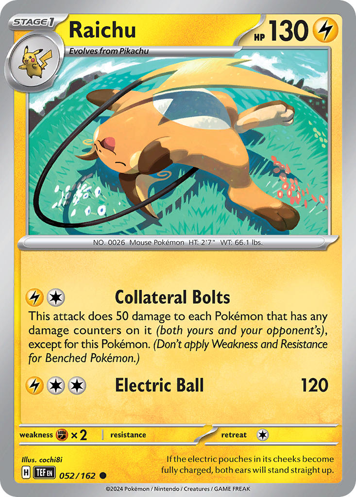 052/162 Raichu - SCARLET AND VIOLET: TEMPORAL FORCES - Pokemon Single Card