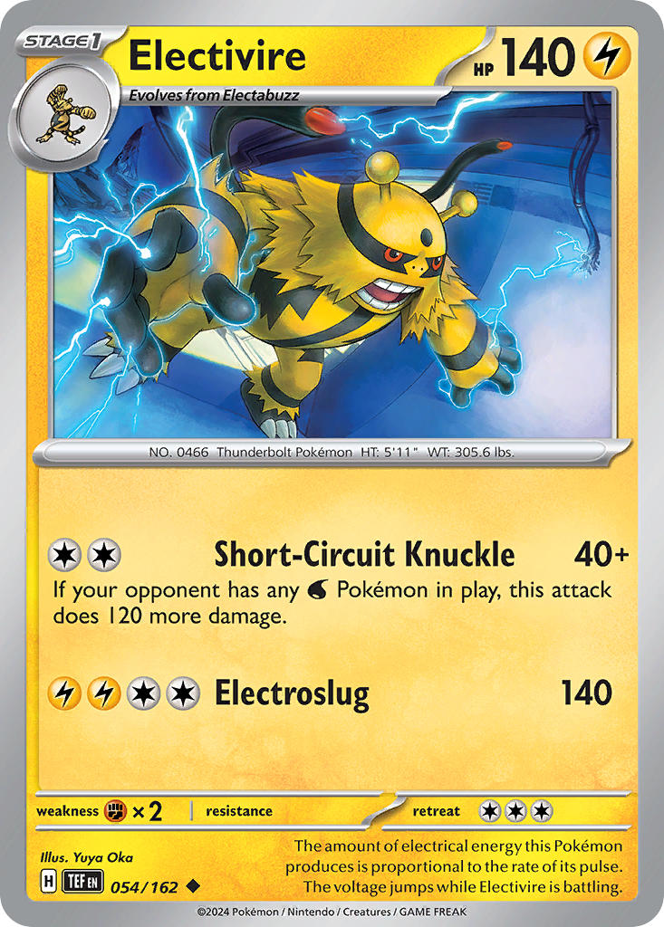 054/162 Electivire - SCARLET AND VIOLET: TEMPORAL FORCES - Pokemon Single Card