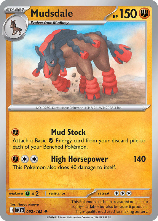 092/162 Mudsdale - SCARLET AND VIOLET: TEMPORAL FORCES - Pokemon Single Card