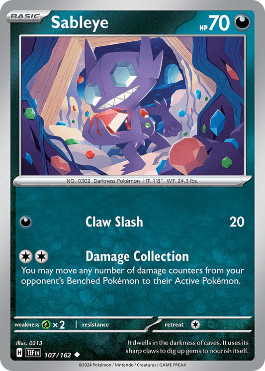 107/162 Sableye - SCARLET AND VIOLET: TEMPORAL FORCES - Pokemon Single Card