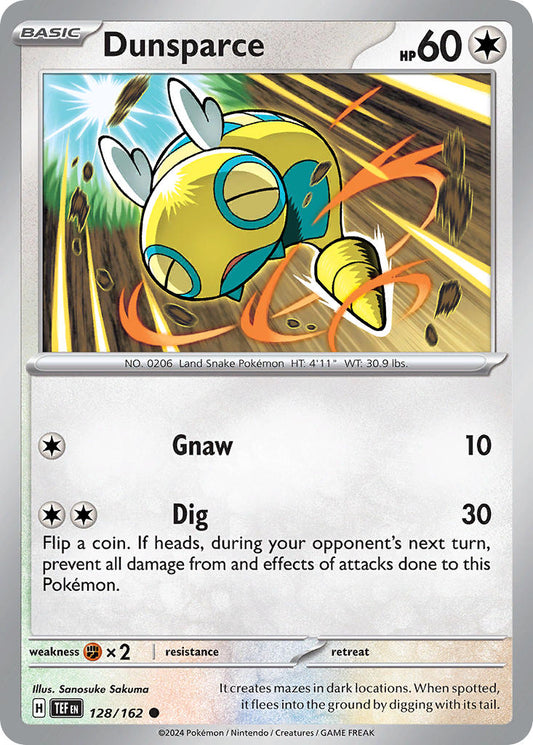 128/162 Dunsparce - SCARLET AND VIOLET: TEMPORAL FORCES - Pokemon Single Card