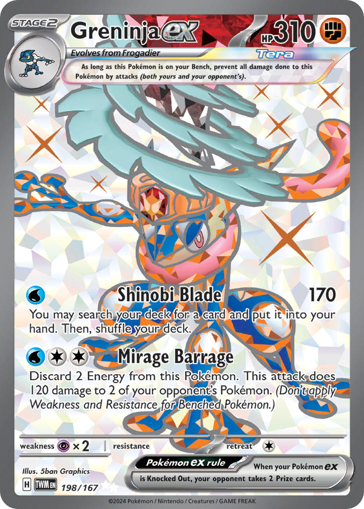 198/167 Greninja ex - SCARLET AND VIOLET: TWILIGHT MASQUERADE - Pokemon Single Card