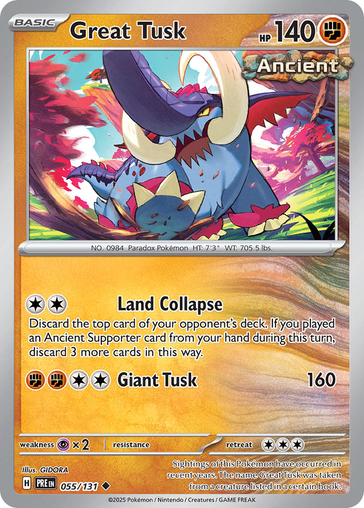 055/131 Great Tusk - SCARLET & VIOLET: PRISMATIC EVOLUTIONS - Pokemon Single Card