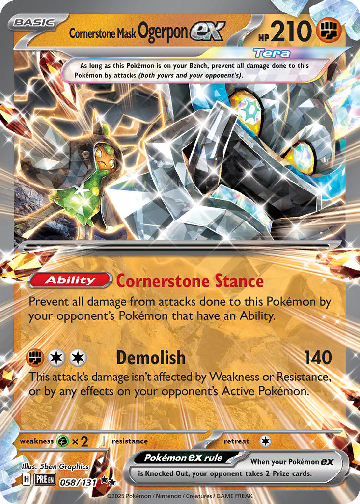 058/131 Cornerstone Mask Ogerpon ex - SCARLET & VIOLET: PRISMATIC EVOLUTIONS - Pokemon Single Card